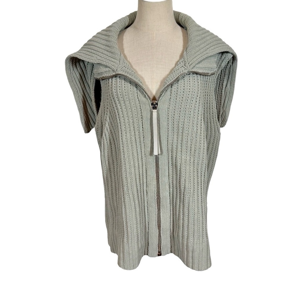 ALEXANDER WANG Zip Chunky Ribbed Shawl Collar Oversized Sweater Vest - Picture 6 of 10